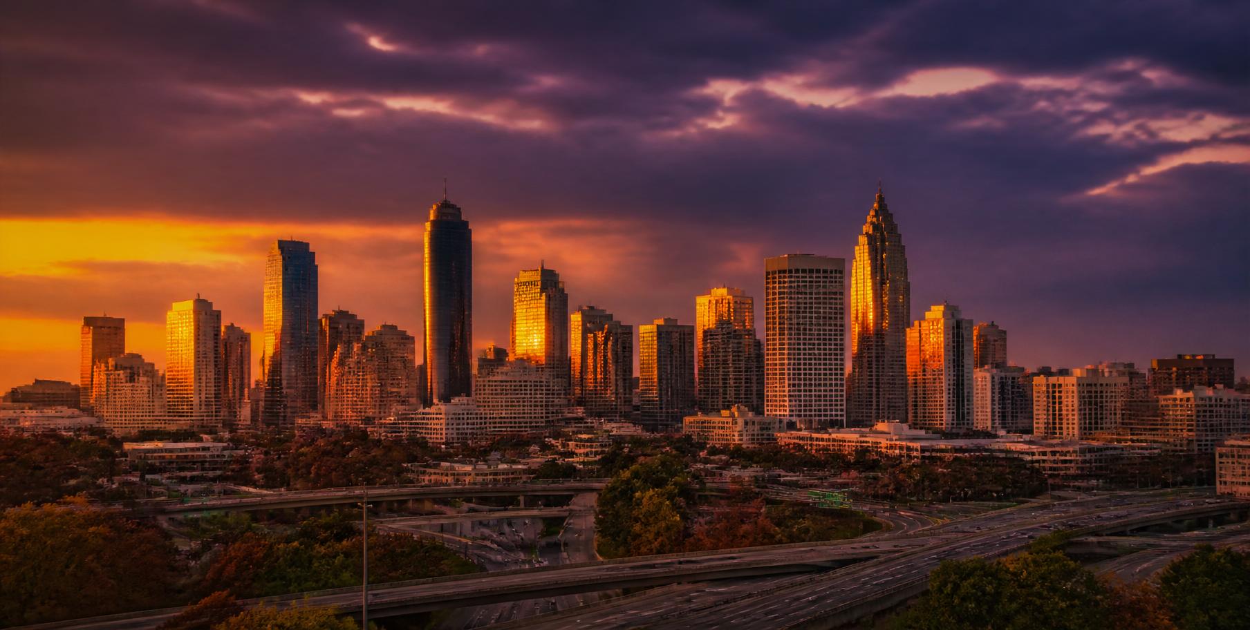 Atlanta skyline at golden hour
